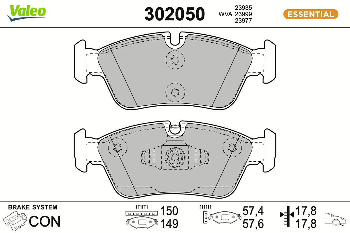 Jeu de 4 plaquettes de frein VALEO ref. 302050